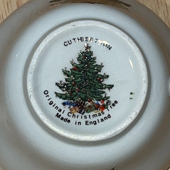Cuthbertson Original Christmas Tree Coffee Teacup & Saucers Green Band England - Picture 8 of 13